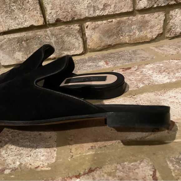 rag & bone | Savoy Black Suede Leather Loafer Mules - Picture 6 of 13